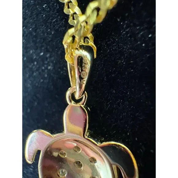 Moissanite Turtle Necklace - 14k Vermeil over 925 Sterling - Picture 3 of 8